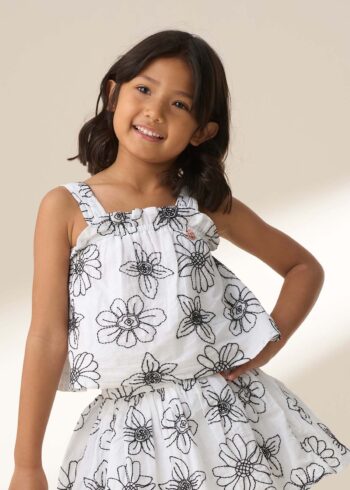 Maya White Embroidered Woven Top White