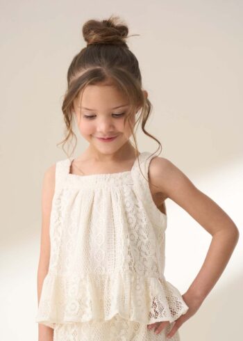 Kinsley Cream Jersey Crochet Top Cream