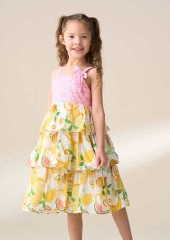 Lydia Multi Tiered Fruit Sun Dress Multi
