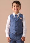 Matty Blue Smart Printed Waistcoat Set