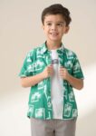 Jamie Green Palm Print Resort Shirt Green