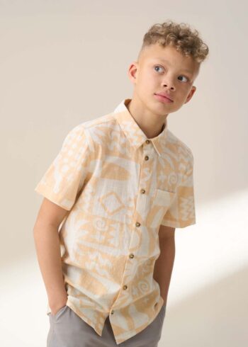 Bau Orange Printed Holiday Shirt Orange