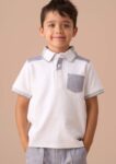 Kane White Colour Block Polo