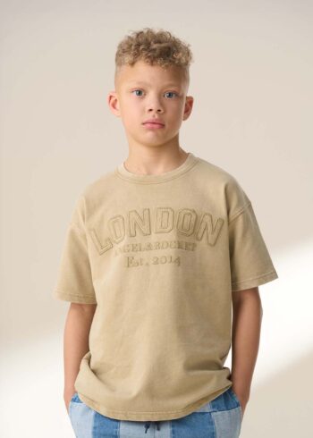 Chester Tan Embroidered Washed T Shirt Tan