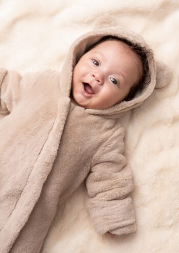 Quinn Taupe Faux Fur Pramsuit