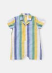 Jax Green Woven Stripe Romper Green
