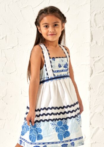 Connie Blue Print Rik Rak Sundress