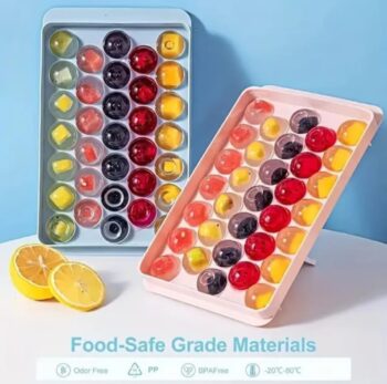Round Ice Cube Tray Ball Maker Mold for Freezer Mini Circle Making | 33 Pcs Sphere Chilling Cocktail Whiskey Plastic Reusable Flexible Trays Molds