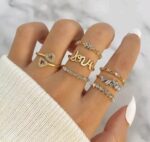 Jewels Galaxy Gold Plated Set of 7 Stackable Rings