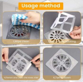 StickGuard Drain Mesh – Kitchen & Bath Filter | Disposable Shower Drain Cover | Hair Catcher Mesh Stickers | Kitchen / Shower Drain / Sink Filter