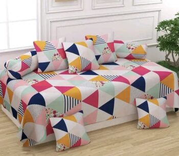 Classic Fashionable Cotton Diwan Sets - 8 pcs Set (1 Bedsheet, 5 Pillow Covers and 2 Bolster Covers)