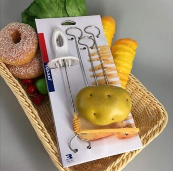1 set of Potato Spiral Cutter, Tornado Potato Spiral Cutter Slicer Chips 4 Spits Tower