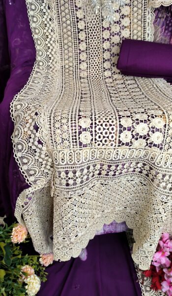 Pure Soft Lawn Cotton with Heavy Thread Embroidery & Cutwork
